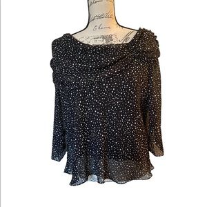 MSK black and white polka dot blouse fully lined size 1X